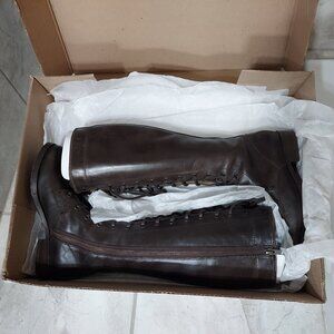 Frye Melissa Tall Lace up Dark Brown Boots, size 6 M